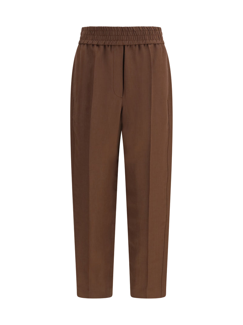 Brunello Cucinelli Brunello Cucinelli Cotton Pants Cocoa Women - World Class Fashion