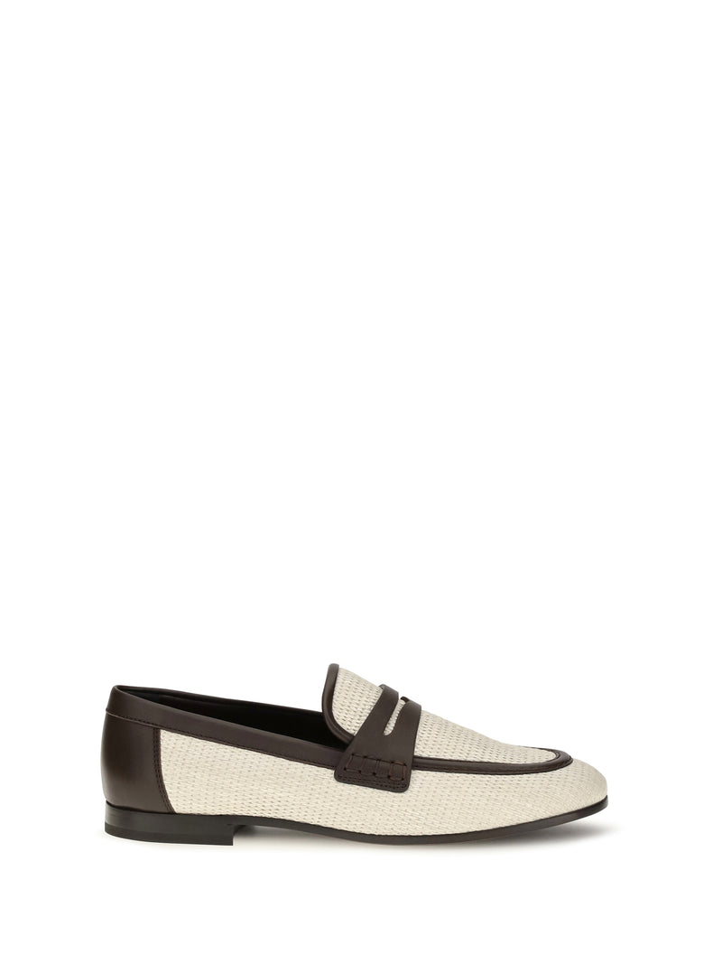 Brunello Cucinelli Brunello Cucinelli Leather and Raffia Loafers Corda - World Class Fashion