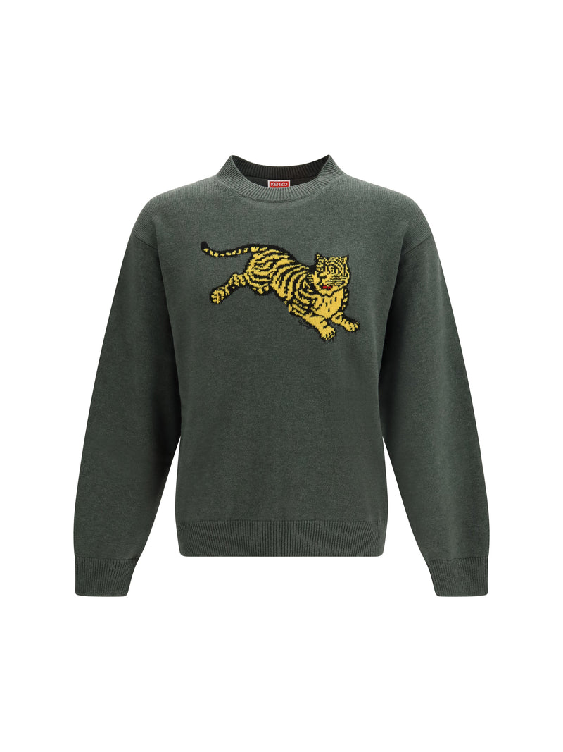 Kenzo Kenzo Jumping Tiger Cotton Sweatshirt Dark Khaki - World Class Fashion
