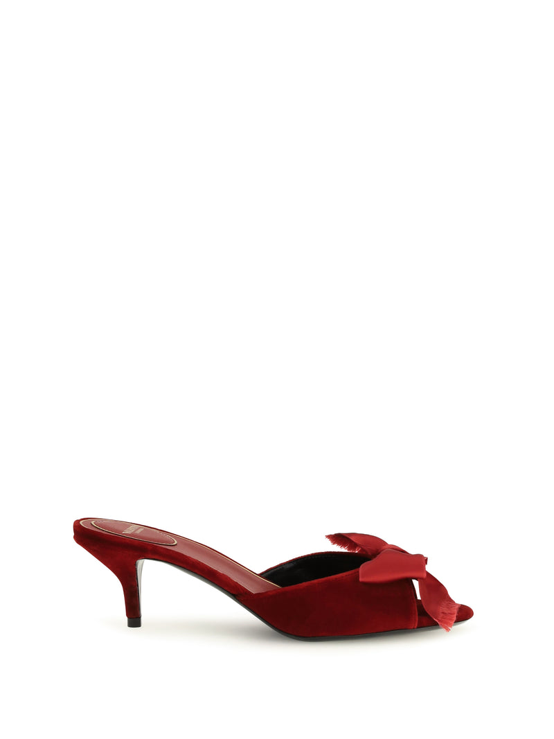 Valentino Garavani Valentino Garavani Marie Velvet Slide Sandals Rosso V - World Class Fashion