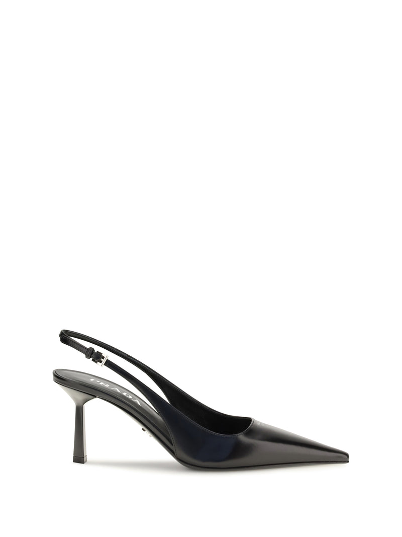 Prada Prada Leather Slingback Pumps Nero Women - World Class Fashion