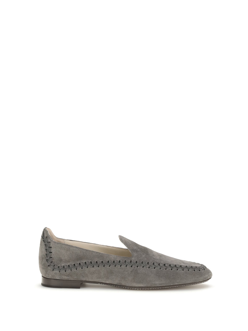 Giorgio Armani Giorgio Armani Leather Loafers Grey Women - World Class Fashion