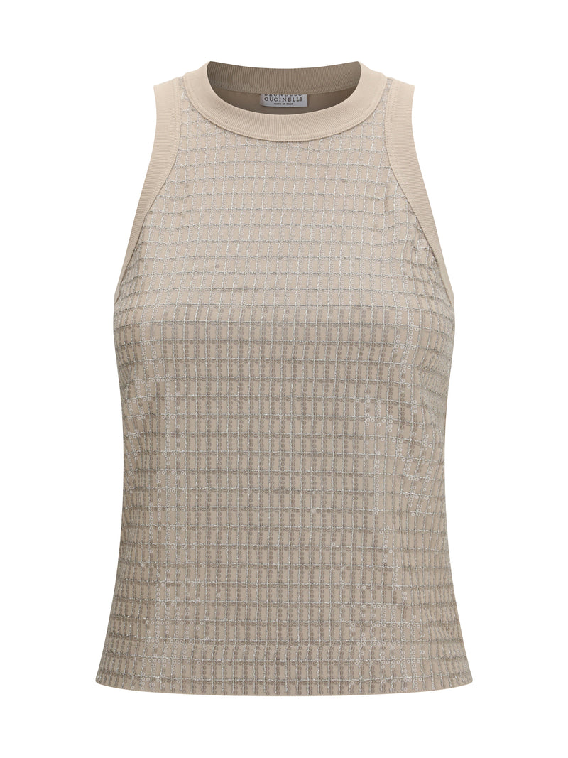 Brunello Cucinelli Brunello Cucinelli Cotton Top with Embroidery Talco - World Class Fashion