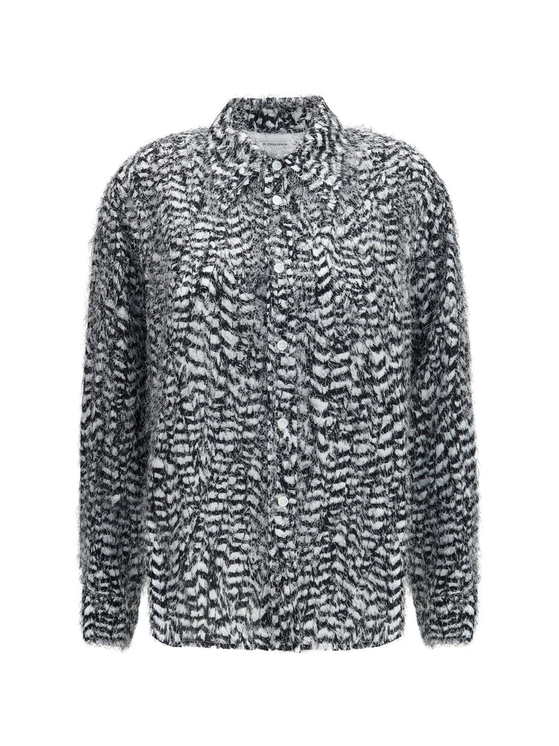 Bottega Veneta Bottega Veneta Viscose Shirt with Fil Coupé Feathers Parchment/Black - World Class Fashion