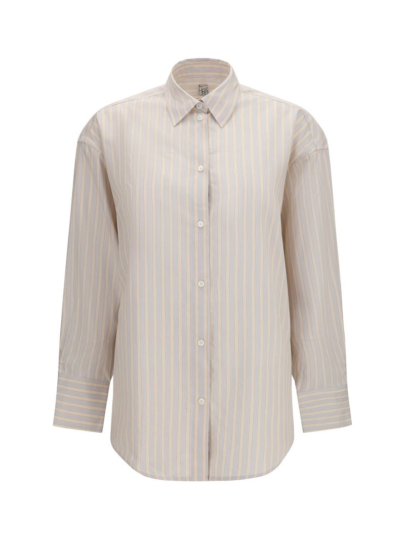 Toteme Toteme Oversized Striped Cotton Shirt Yellow/Sky - World Class Fashion