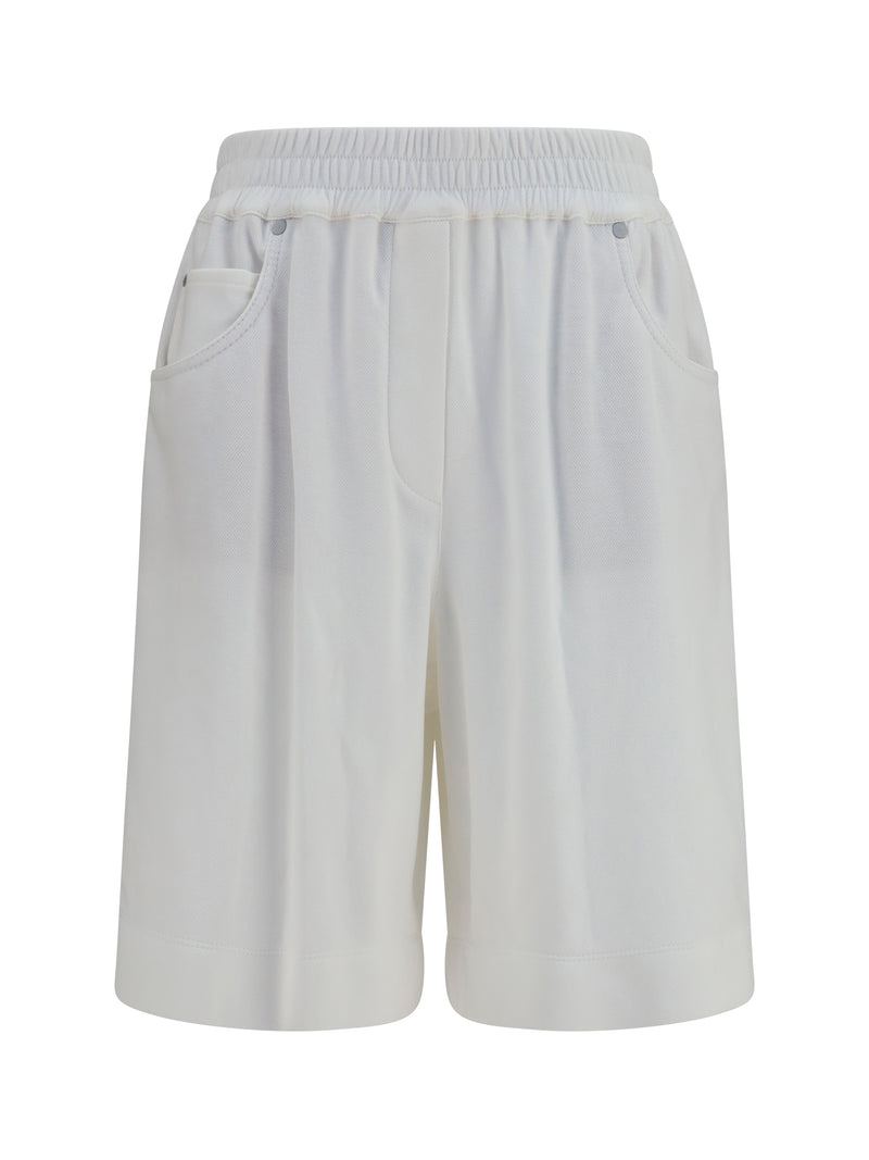Brunello Cucinelli Brunello Cucinelli Cotton Piqué Shorts Offwhite - World Class Fashion