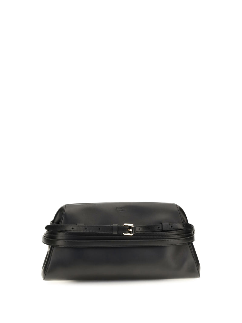 Moschino Moschino Leather Clutch With Buckle Detail Black - World Class Fashion