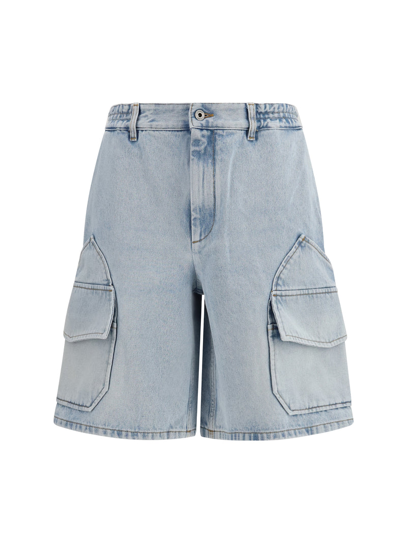 Loewe Loewe Cargo Denim Shorts Washed Blue - World Class Fashion