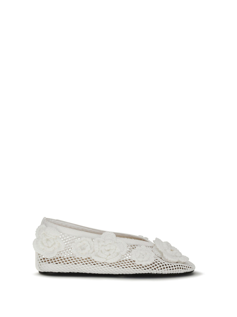 Ganni Ganni Jenny Mesh Ballerinas Egret - World Class Fashion