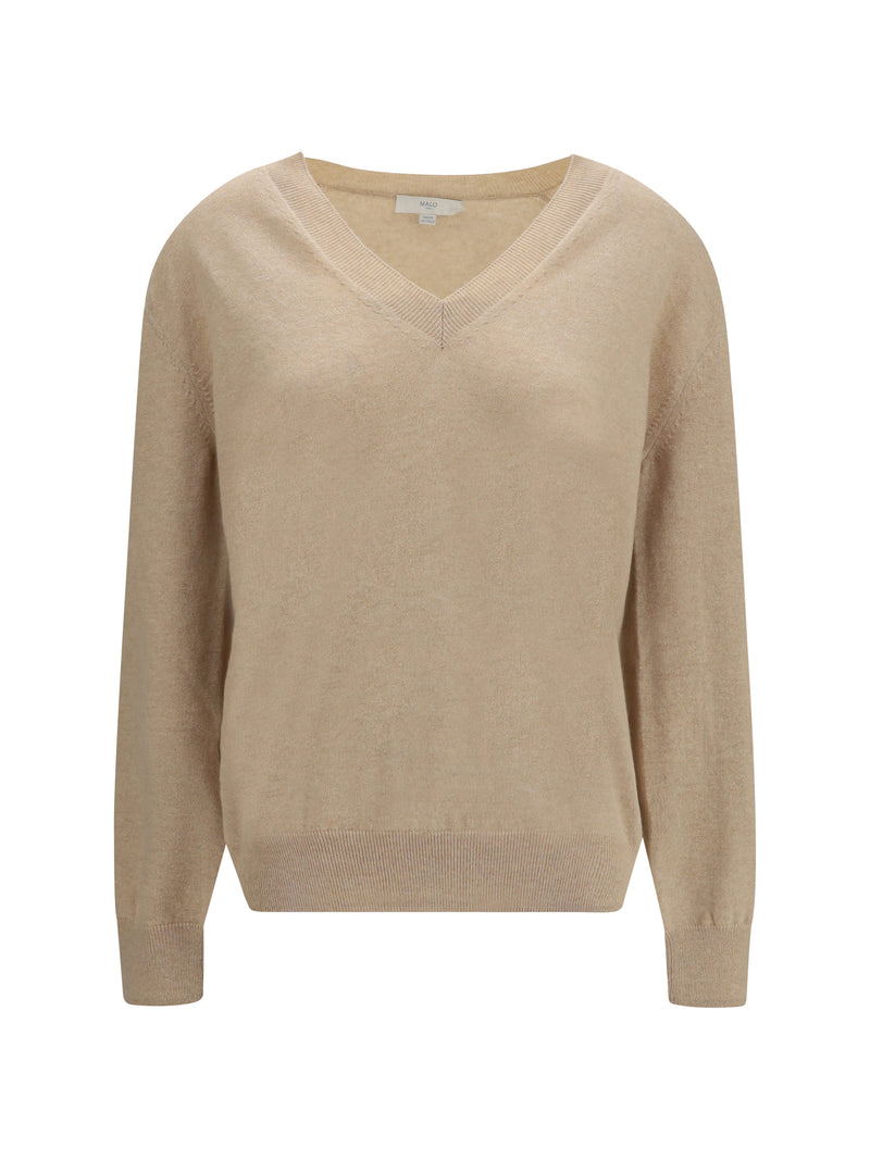 Malo Malo Cashmere V-neck Sweater Light Sand - World Class Fashion