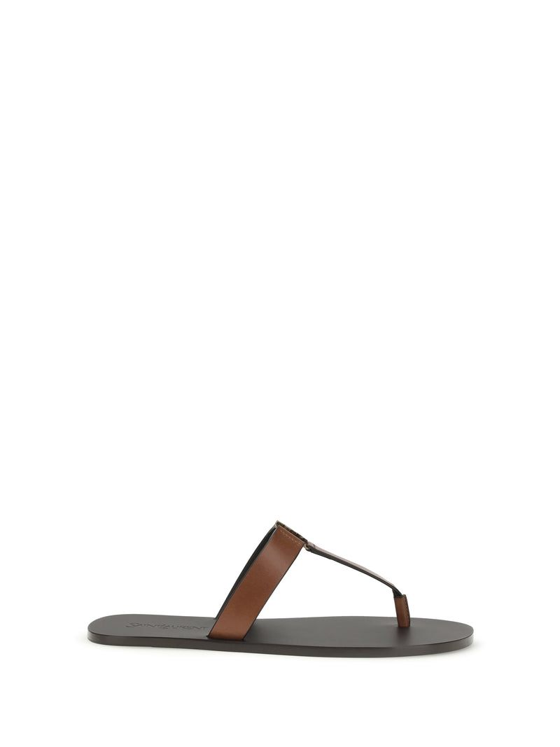 Saint Laurent Saint Laurent Leather Thong Sandals Amaranth - World Class Fashion