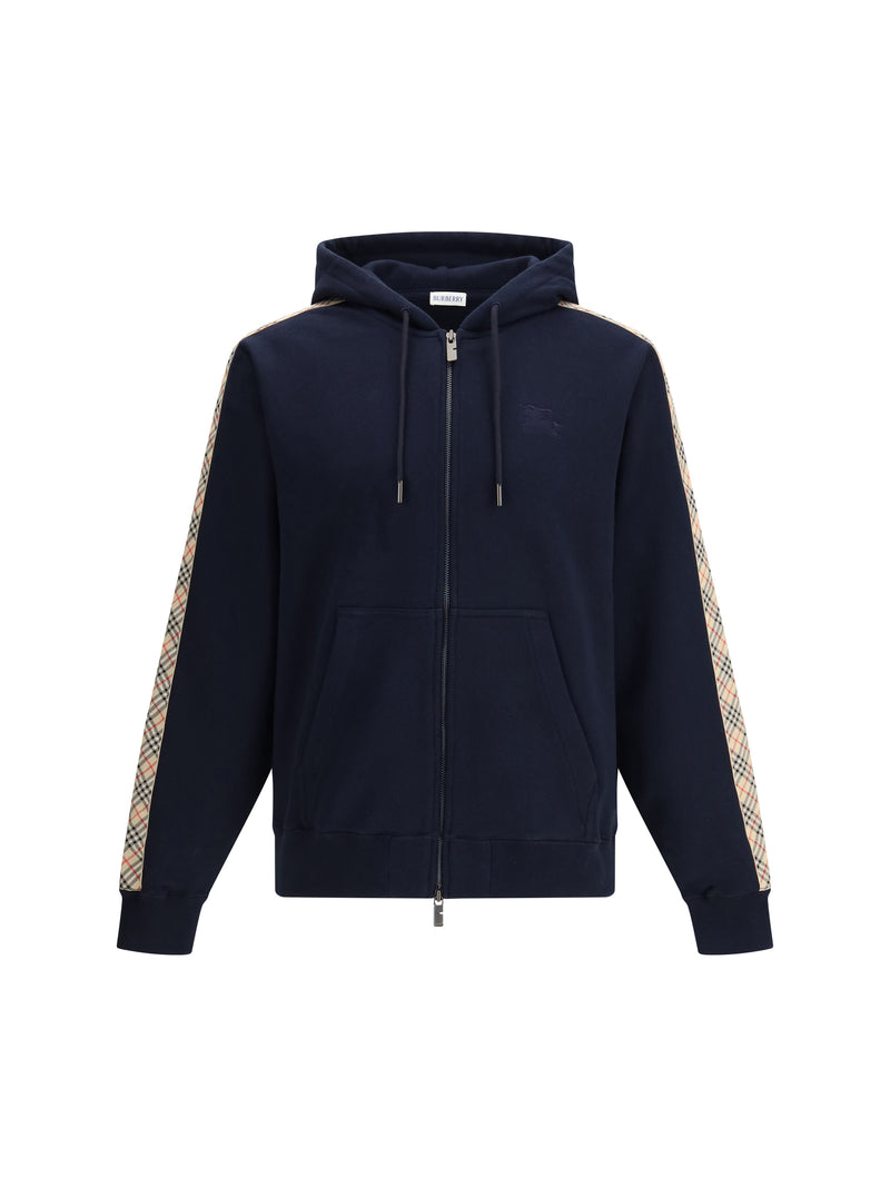 Burberry Burberry Check Trim Cotton Zip Hoodie Navy - World Class Fashion