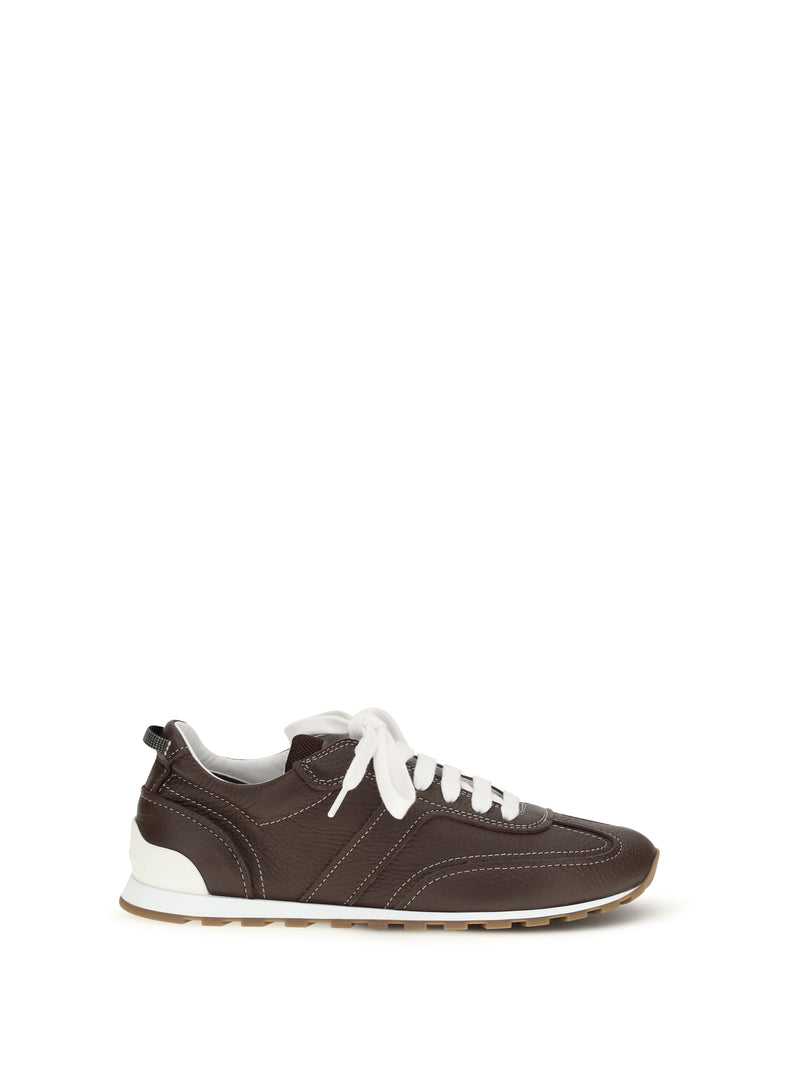 Brunello Cucinelli Brunello Cucinelli Leather Sneakers Burgundy Women - World Class Fashion