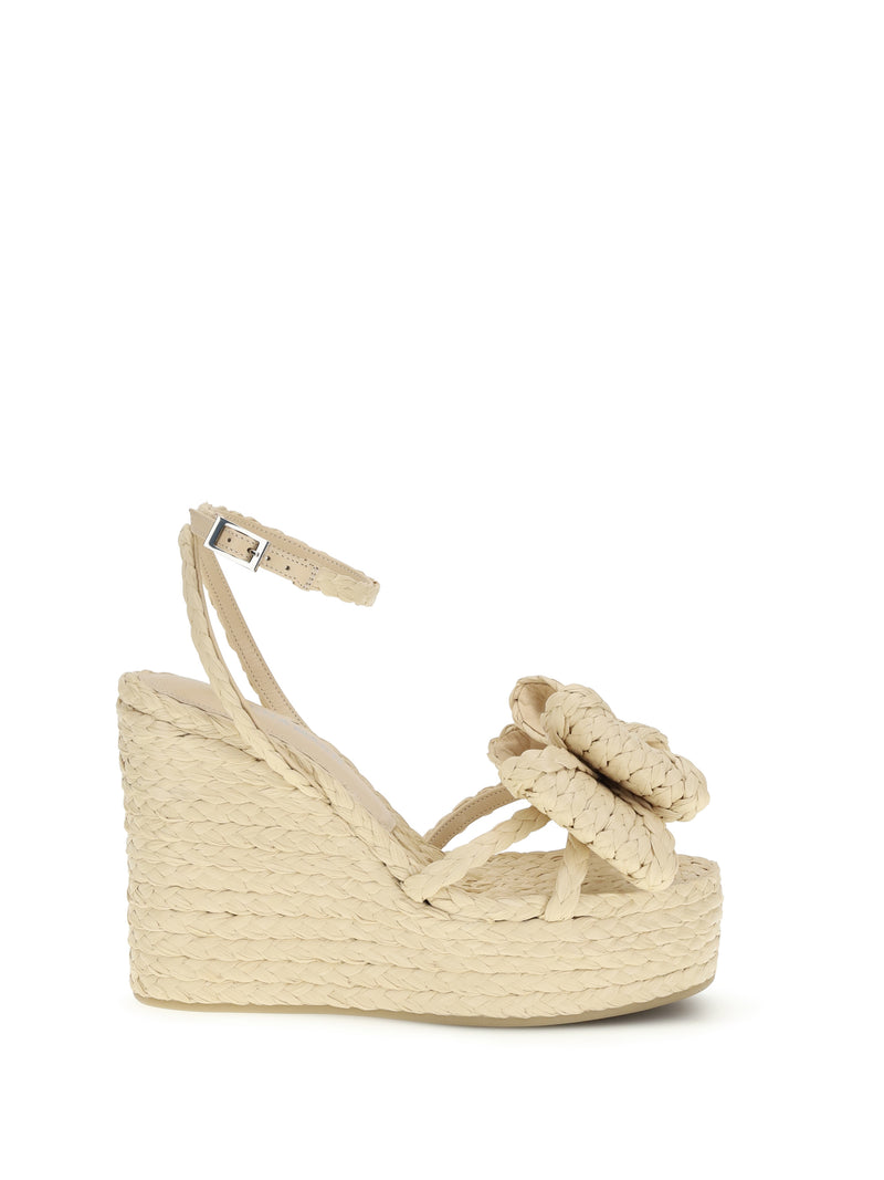 Mach & Mach Mach & Mach Le Cadeau Raffia Wedge Sandals Neutral - World Class Fashion