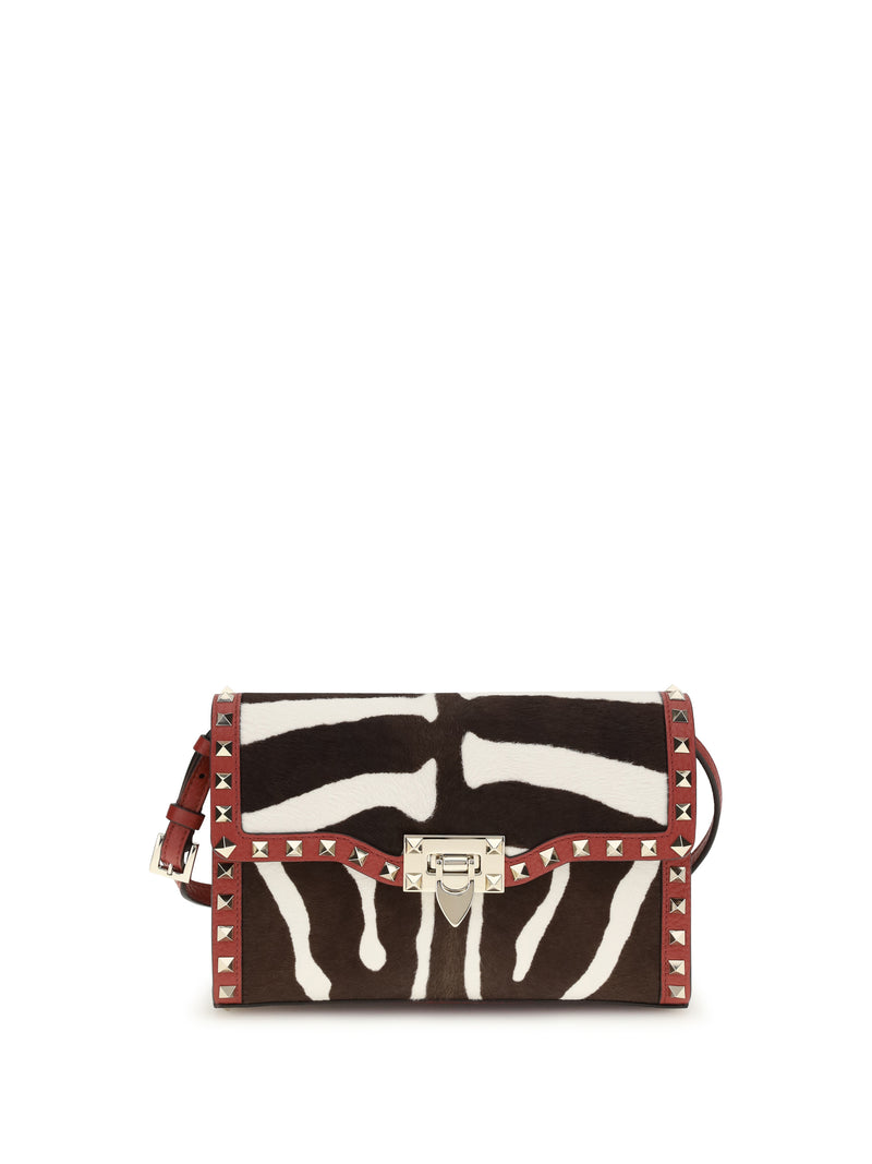 Valentino Garavani Valentino Garavani Zebra-print Shoulder Bag Bianco-Testa di Moro/Rosso V - World Class Fashion