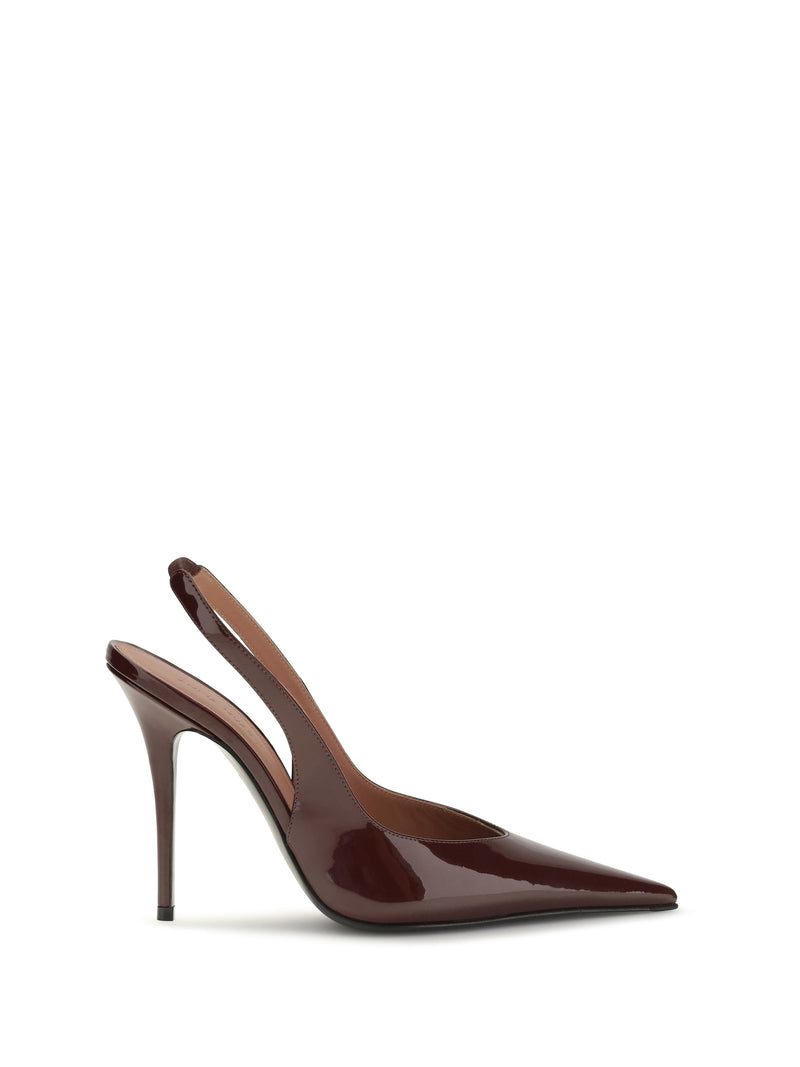 Amina Muaddi Amina Muaddi Anok Patent Leather Slingback Pumps Merlot - World Class Fashion