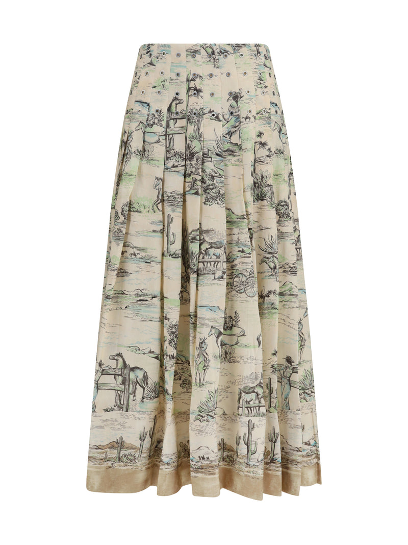 Alemais Alemais Scout Linen Midi Skirt Cream - World Class Fashion