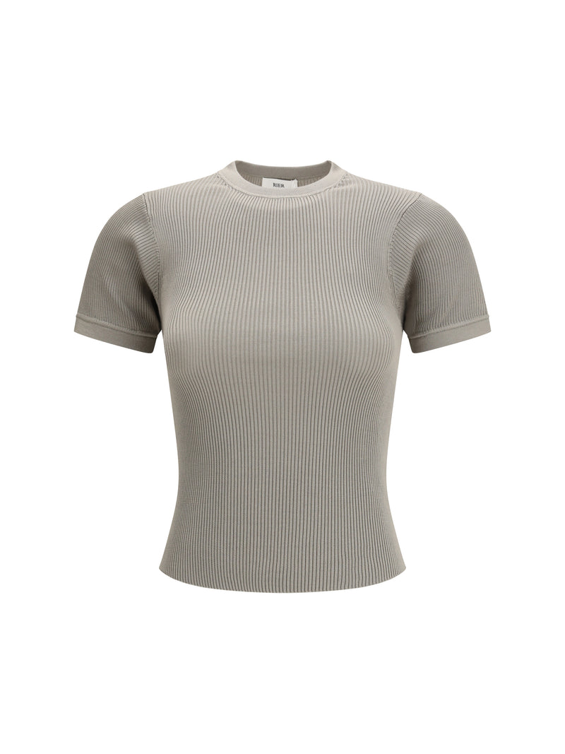 Rier Rier Short-sleeve Ribbed T-shirt Fog Knit - World Class Fashion