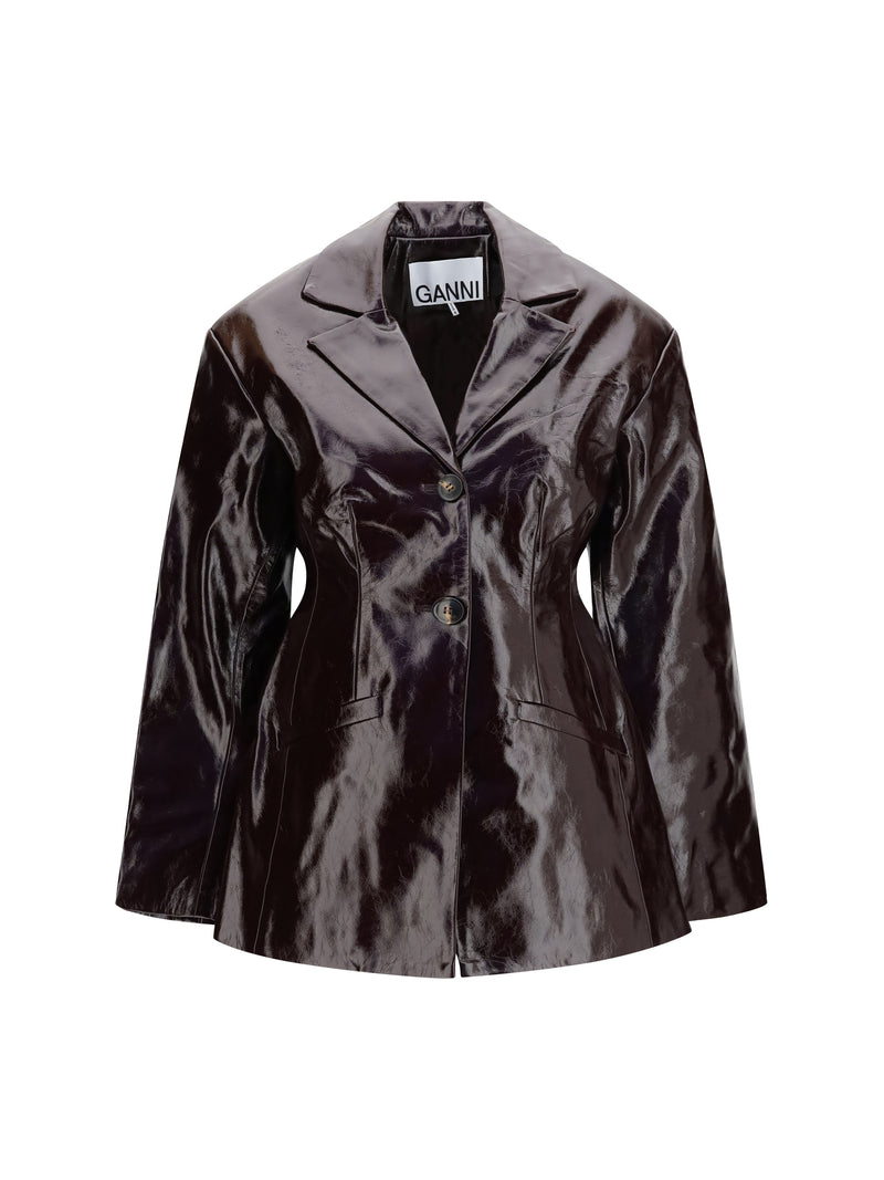 Ganni Ganni Future Glossy-finish Jacket Demitasse - World Class Fashion