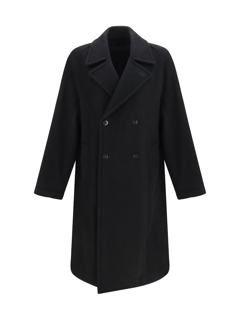 Lemaire Lemaire Short Double-breasted Wool Alpaca Coat Black - World Class Fashion