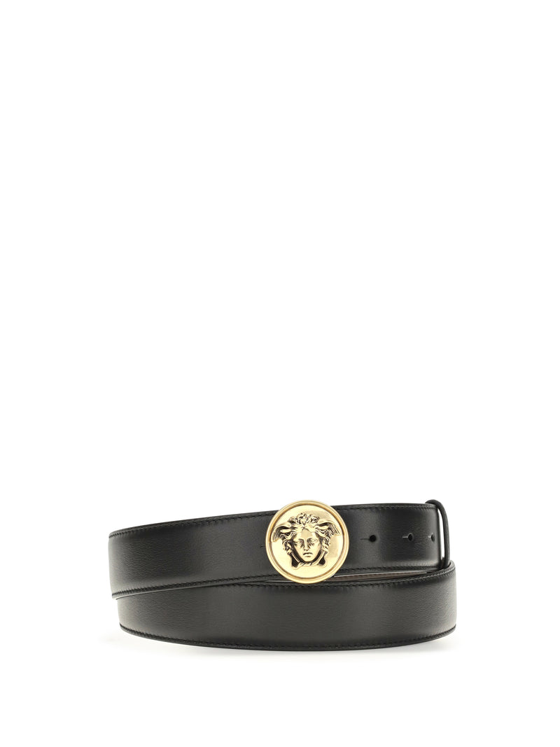 Versace Versace Medusa Buckle Leather Belt Black/Gold - World Class Fashion
