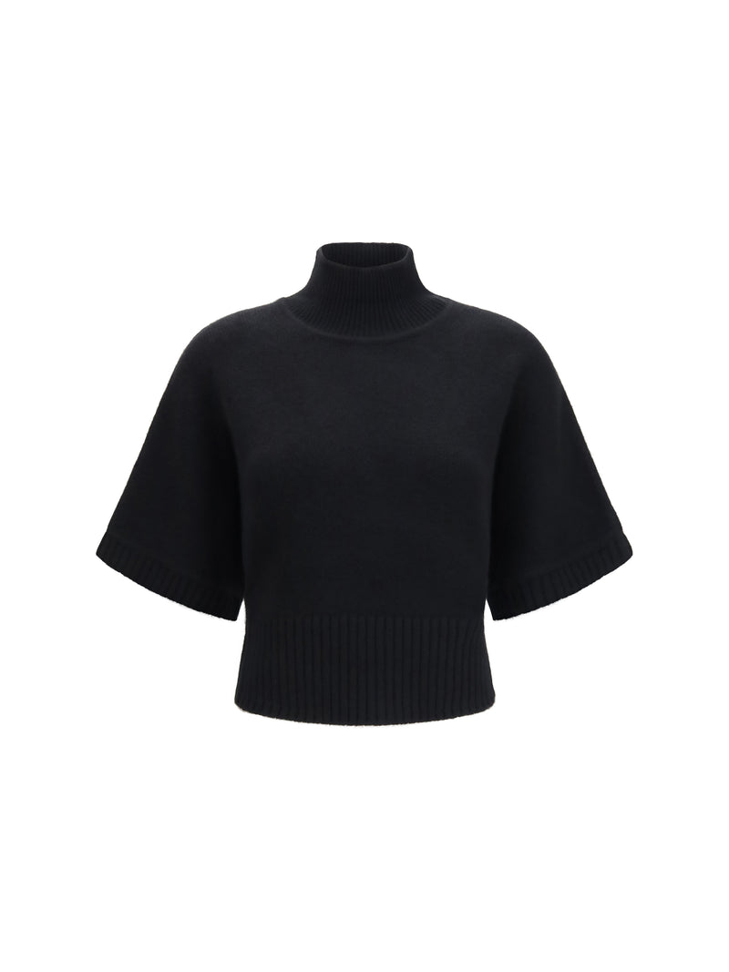 Alaia Alaïa Cropped Cashmere Turtleneck Sweater Noir - World Class Fashion
