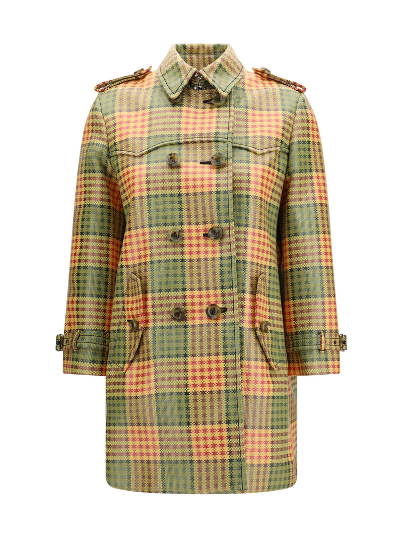 Burberry Burberry Summerside Check Trench Chrome YLW/POMEGRNTE - World Class Fashion