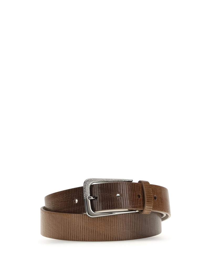 Brunello Cucinelli Brunello Cucinelli Carved Leather Belt Tundra - World Class Fashion
