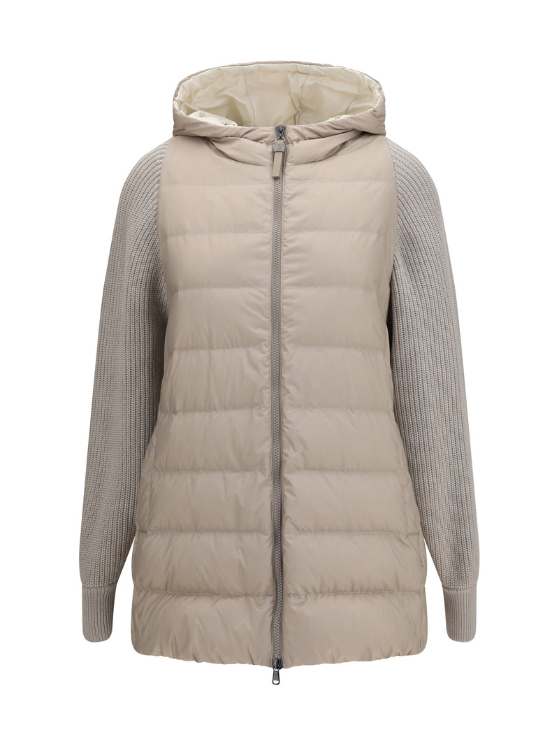 Brunello Cucinelli Brunello Cucinelli Long Monili Chain Puffer Jacket Dove Grey - World Class Fashion