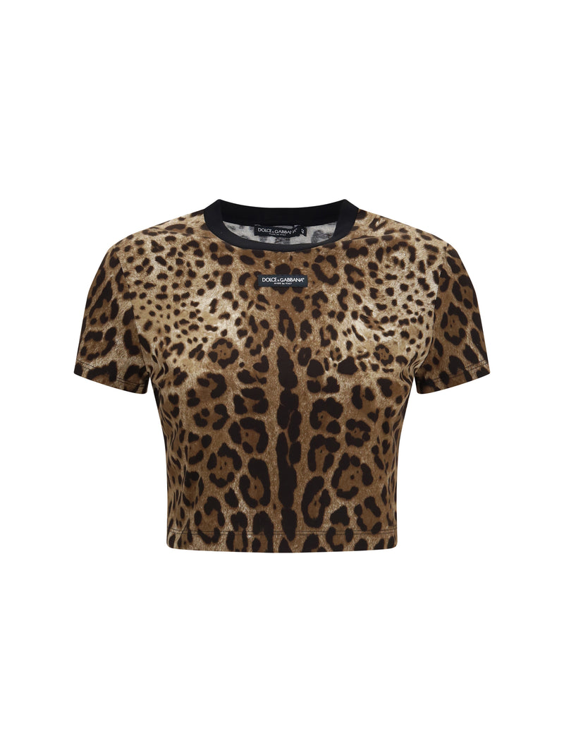 Dolce & Gabbana Dolce & Gabbana Leopard-print Cropped T-shirt Animal - World Class Fashion