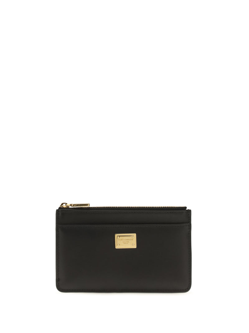 Dolce & Gabbana Dolce & Gabbana Leather Zip Card Holder Black - World Class Fashion