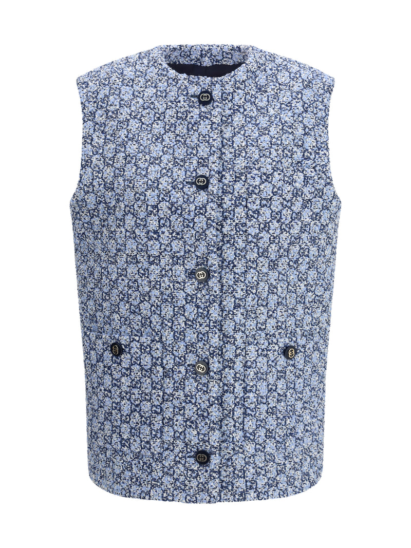 Gucci Gucci GG Tweed Vest Blue/Azure/MC - World Class Fashion