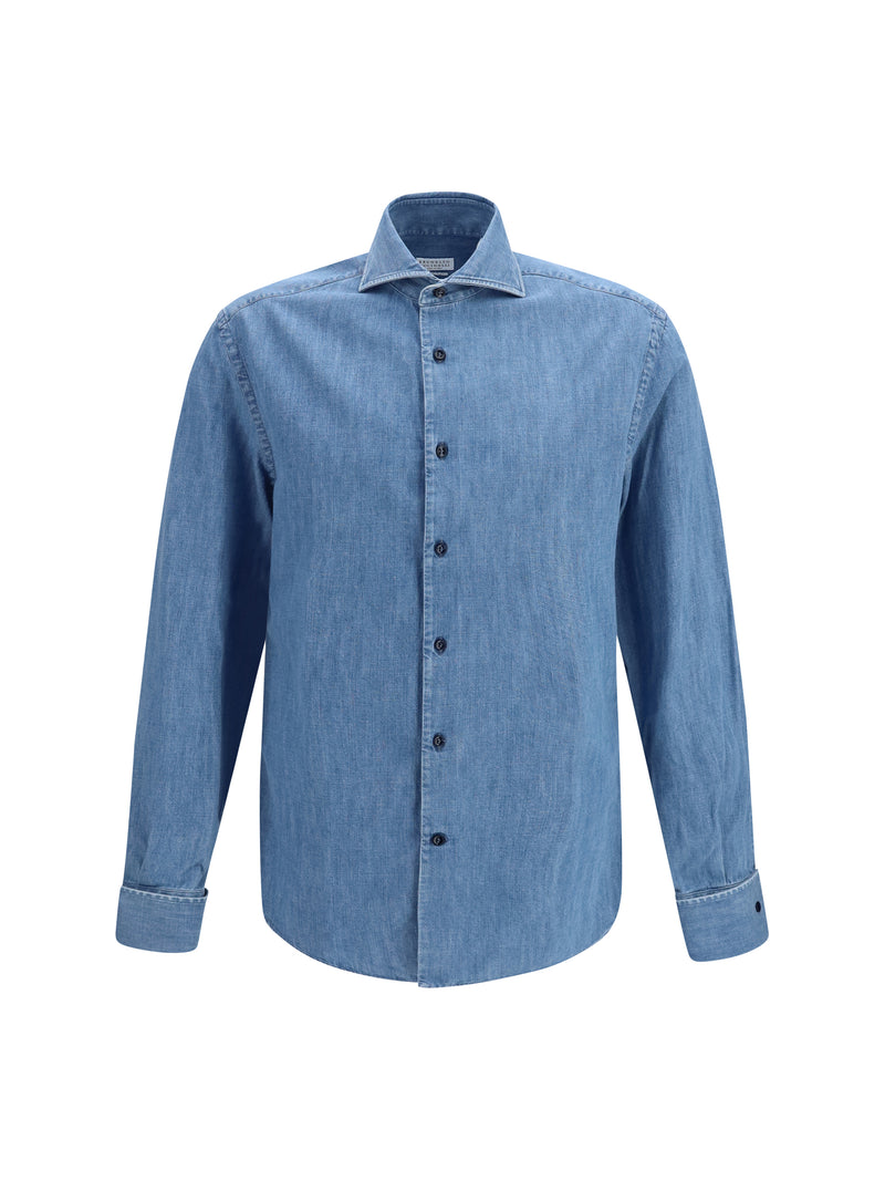 Brunello Cucinelli Brunello Cucinelli Denim Shirt Medium Blue - World Class Fashion