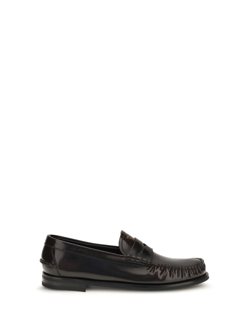 Prada Prada Brushed Leather Loafers Bruciato - World Class Fashion