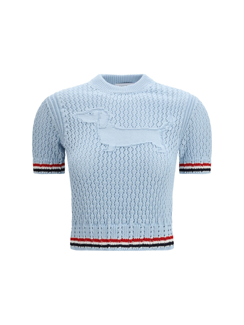 Thom Browne Thom Browne Hector T-shirt Light Blu Women - World Class Fashion
