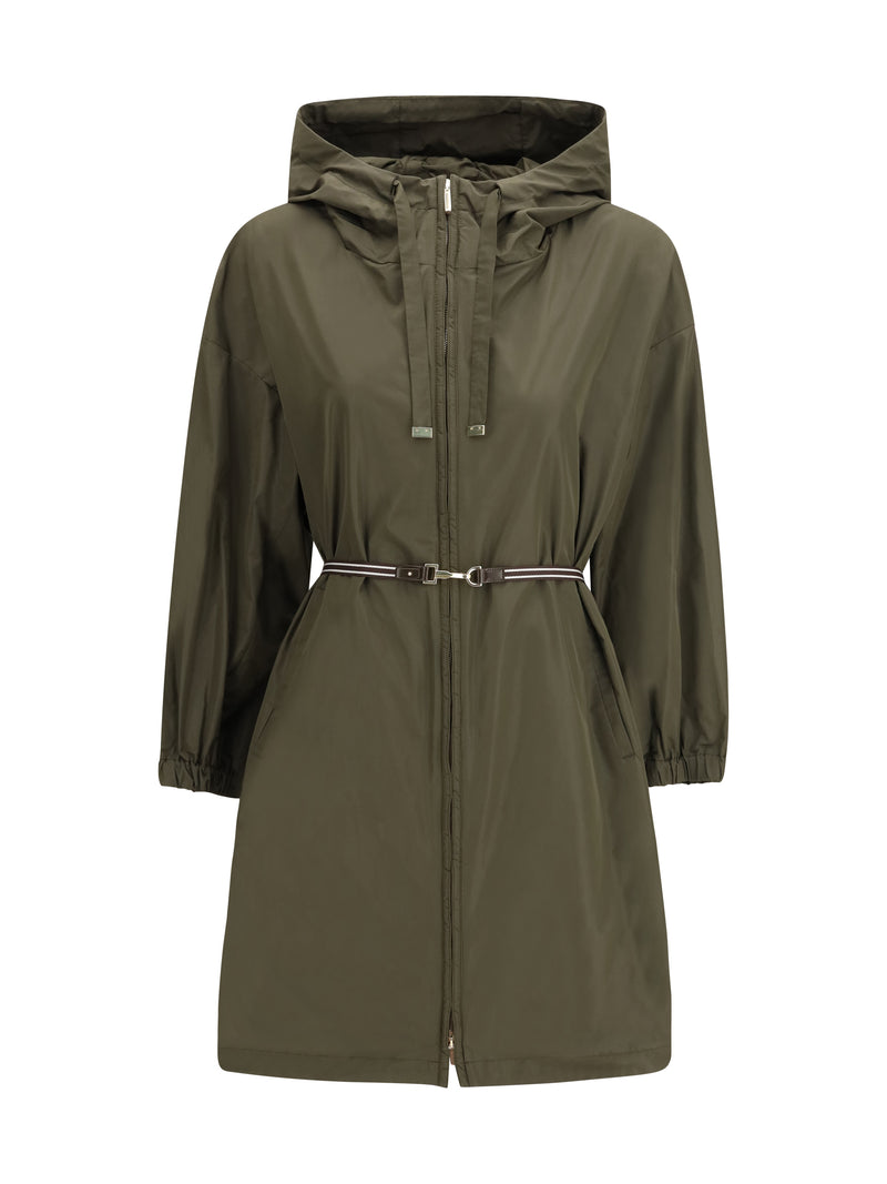 Max Mara The Cube Max Mara The Cube Gabardina con Capucha y Cinturón Verde - World Class Fashion
