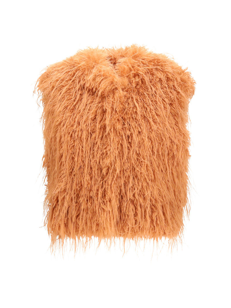 Forte_forte Forte_forte Eco Mongolia Faux Fur Vest Beige - World Class Fashion
