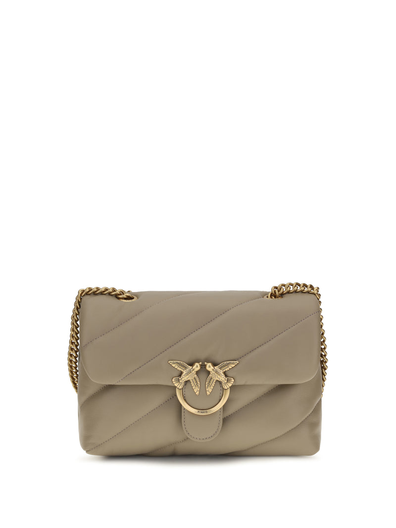 Pinko Pinko Love Classic Leather Shoulder Bag Grey - World Class Fashion