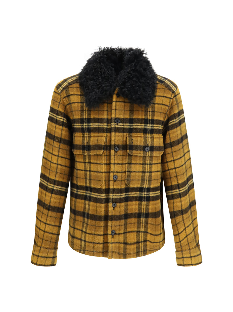 Fendi Fendi Check Wool Blouson Jacket Yellow Men - World Class Fashion