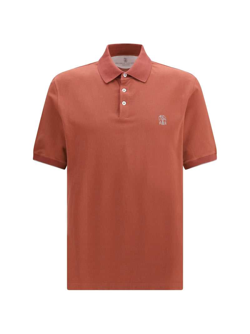 Brunello Cucinelli Brunello Cucinelli Cotton Polo Corallo+Grigio - World Class Fashion
