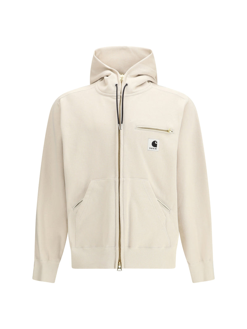 Sacai Sacai Cotton Jersey Hoodie Ivory Men - World Class Fashion