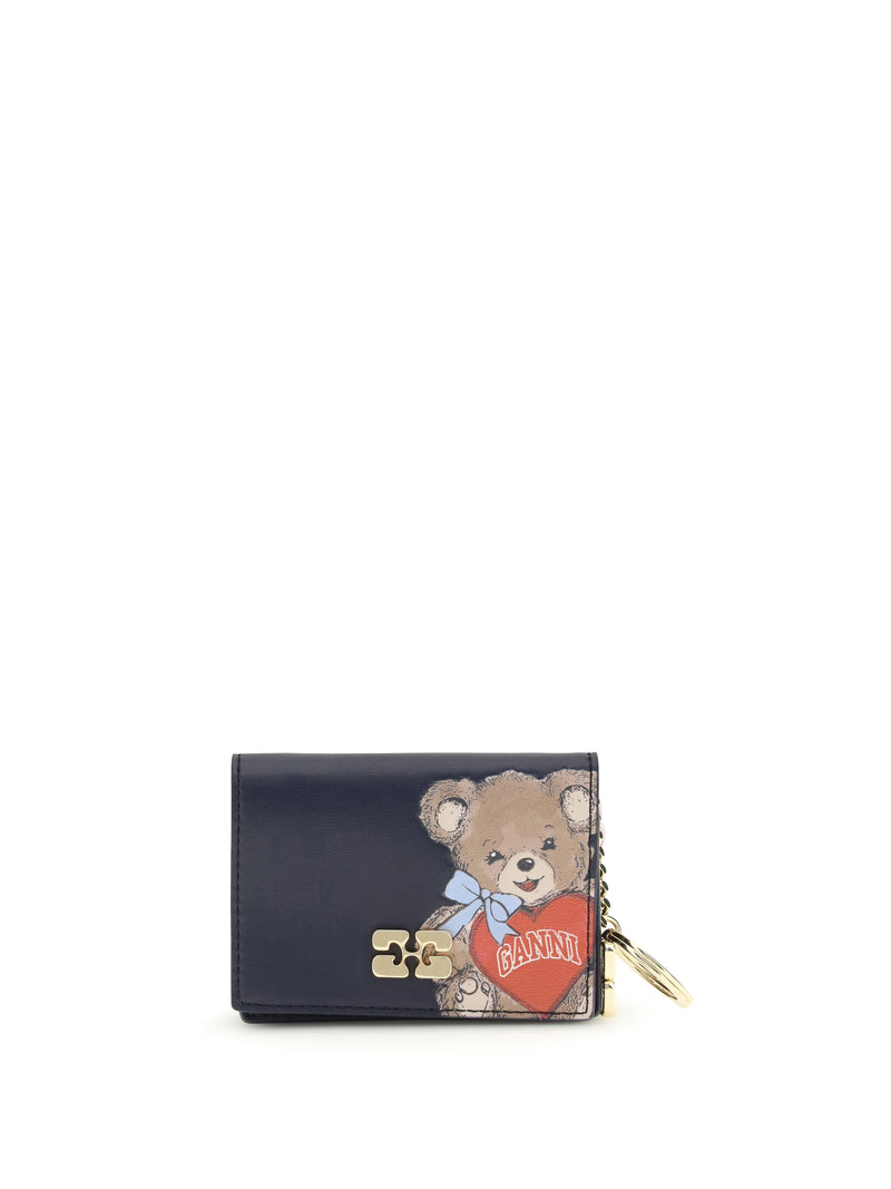 Ganni Ganni Bear Print Card Holder Black/Iris - World Class Fashion