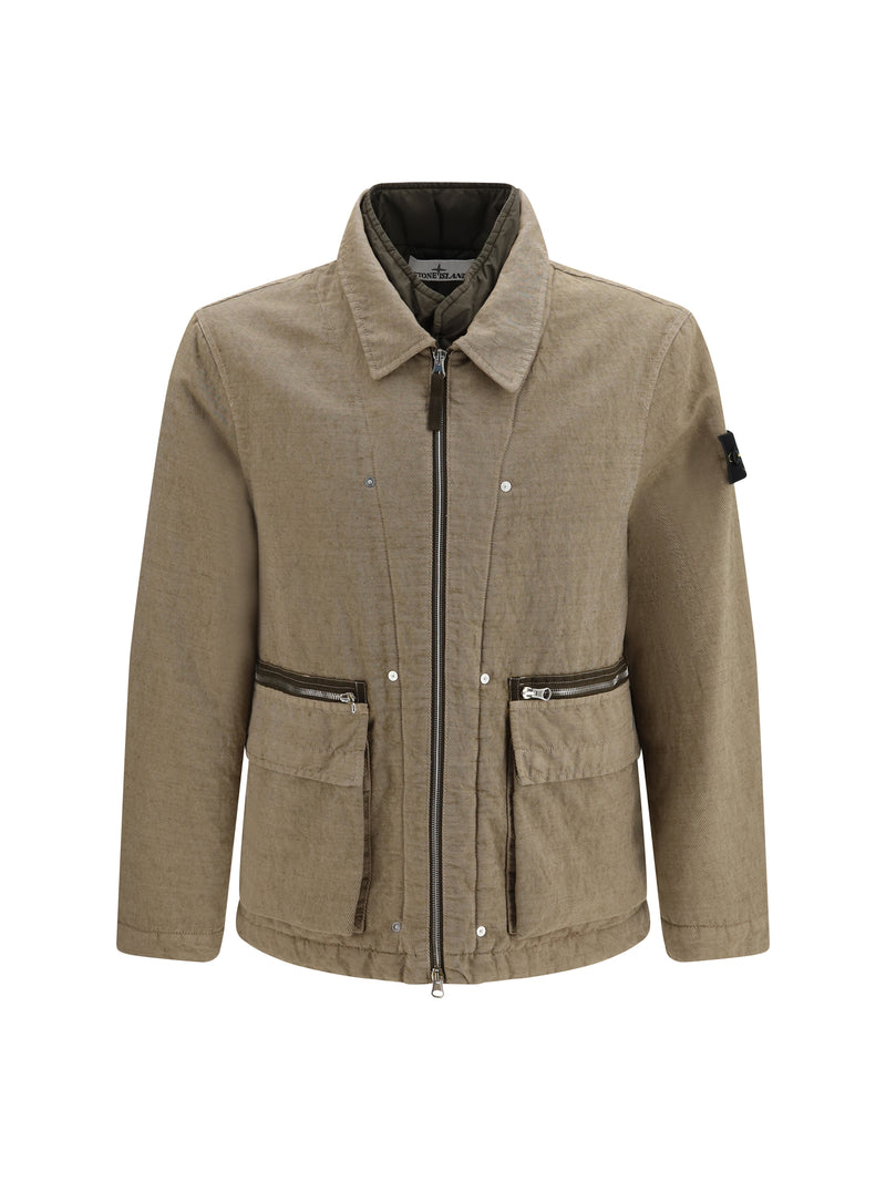 Stone Island Stone Island Padded Cotton Wool-blend Jacket Biscuit - World Class Fashion