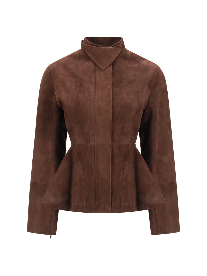 Alaia Alaïa Peplum Suede Goatskin Jacket Chocolat - World Class Fashion