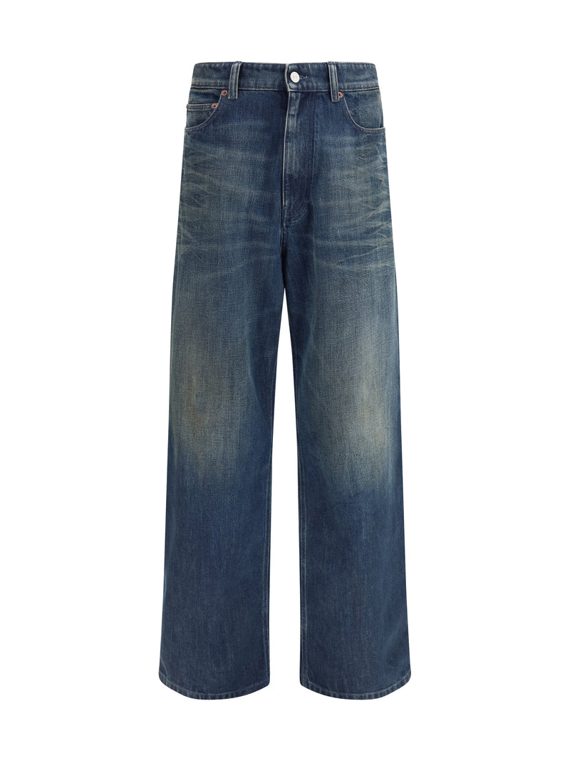 Mm6 Mm6 Five-pocket Jeans Panel Design Dark Blue - World Class Fashion