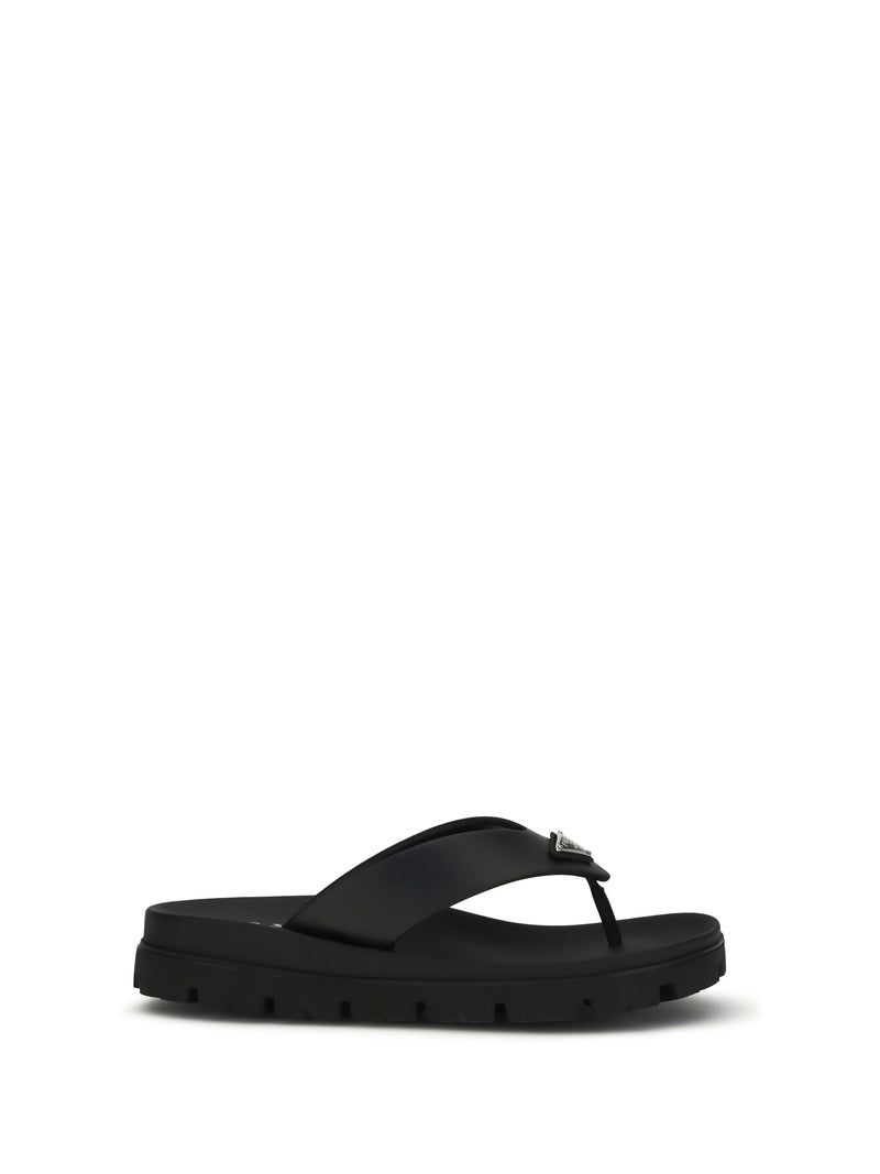 Prada Prada Leather Flip-flop Sandals Nero Men - World Class Fashion
