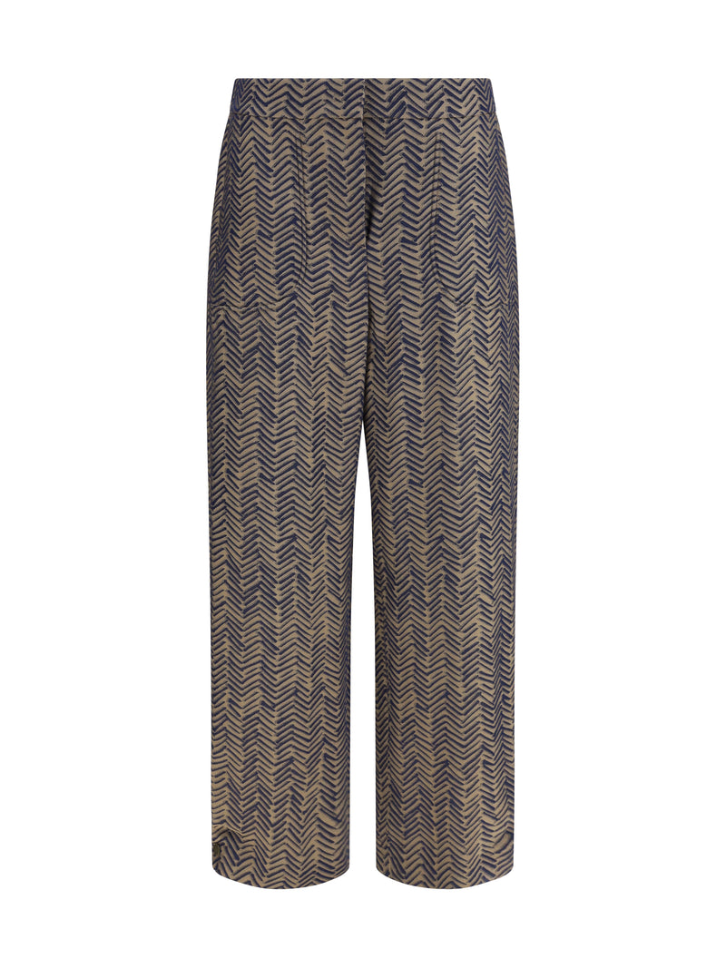 Giorgio Armani Giorgio Armani Chevron Jacquard Viscose Pants Medieval Blue - World Class Fashion