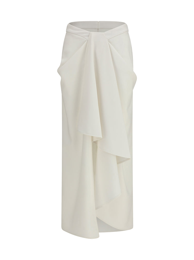 Givenchy Givenchy Long Draped Wool and Mohair Skirt White - World Class Fashion