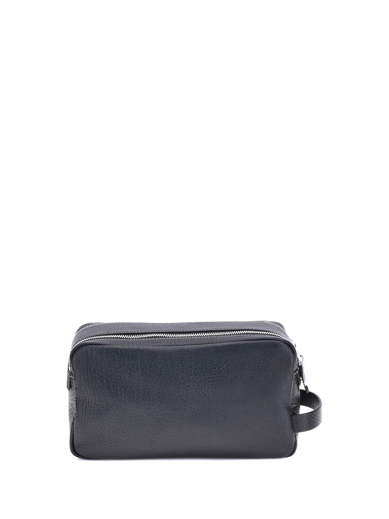 Brunello Cucinelli Brunello Cucinelli Pebbled Leather Beauty Case Nero - World Class Fashion