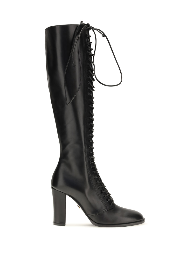 Dolce & Gabbana Dolce & Gabbana Lace-up Knee-high Boots Black Women - World Class Fashion